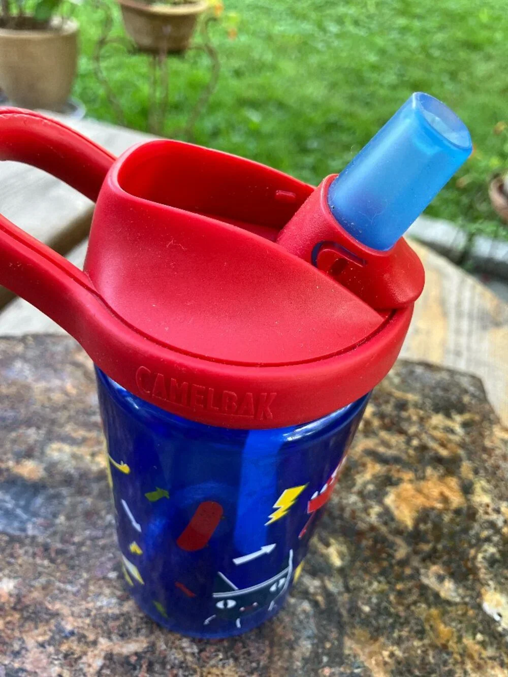 🌟 CamelBak Kids 14 oz BPA-Free Water Bottle Blue Red Flip Straw Reusable